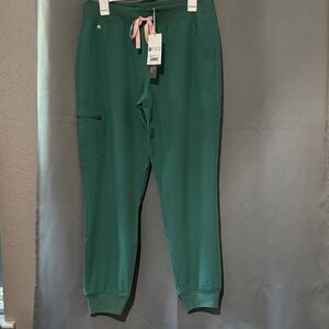 Figs Teal Jogger Pants with Pink Accents